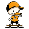 Playful Cartoon Duck with Skateboard Design