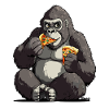 Gorilla Enjoying Pizza Illustration