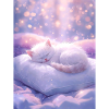 Dreamy Sleeping Cat with Sparkling Background