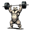 Strong bear with dumbbell