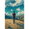 Bergentdecker auf Blue Sky Landscape