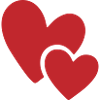 Deux cœurs rouges Love Icon Logo