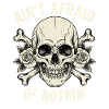 Skull with roses and slogans