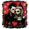 Zombie couple celebrating Christmas
