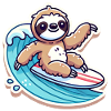 Cute Sloth Waves Surfer