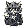 Rockiger Katzenstil mit Lederjacke