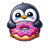 Cute Penguin Cartoon Donut Dessert Pastry