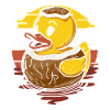 Cute duckling on coconut