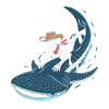 Cowboy skeleton on whale shark