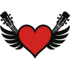Heart with grand piano and guitars