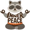 Meditating raccoon with "Inner Peace"