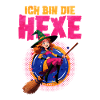 Witch Magician with Broom and Spell