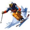 Skiing adventurer on snow