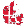 Denmark flag on map