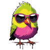 Bunter Vogel mit Sonnenbrille