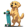 Golden Retriever with Skateboard Illustration