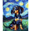 Dackel Hund Van Gogh Style Starry 