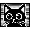 Bold Black Cat Line Art Design