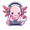 Creative Axolotl.Gamer with Headphones