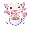 Niedliches Axolotl mit Nudeln