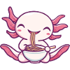 Cute Axolotl Motif with Food Love