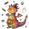Friendly Halloween Dragon with Pumpkin