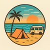 Beach Sunset with Tent
