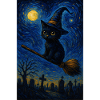 Halloween Cute Cat Starry Night