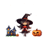 Halloween Witch Pumpkin Bat Design