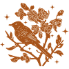 Silhouette Vogel und Herbstblumen