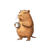 Capibara con tazza da caffè