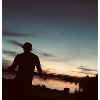 Riverside landscape at sunset