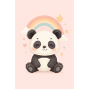 Panda mignon avec arc-en-ciel et étoiles