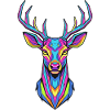 Neon Antler Artwork Deer