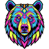 Neon Tribal Bear Illustration
