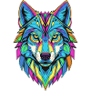 Bunt geometrischer Wolf