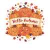 Pumpkins with autumn leaves hello autumn