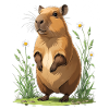 Capybara in the Marguerite Flower Field