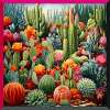 Vibrant Cactus and Succulent Garden Embroidery