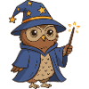 Magical Owl Wizard Illustration