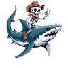 Skeleton Cowboy on Shark Adventure