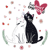 Playful cats with hearts