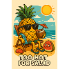 Pineapple with sunglasses on the beach