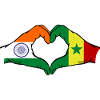 India Senegal Bandiera Mani Forma Cuore
