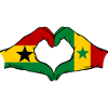Ghana Senegal flag hands heart shape