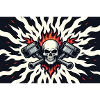 Skull with Flames and Pistons