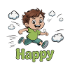 Joyful Child Running with Clouds Design