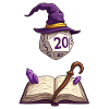 Schwebender W20 mit Zauberhut – Fantasy Dice