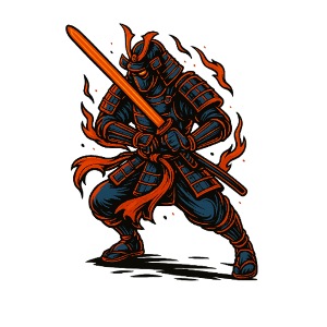 Fiery Samurai Warrior Tee