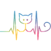 Cat ECG Heartbeat Rainbow Motif